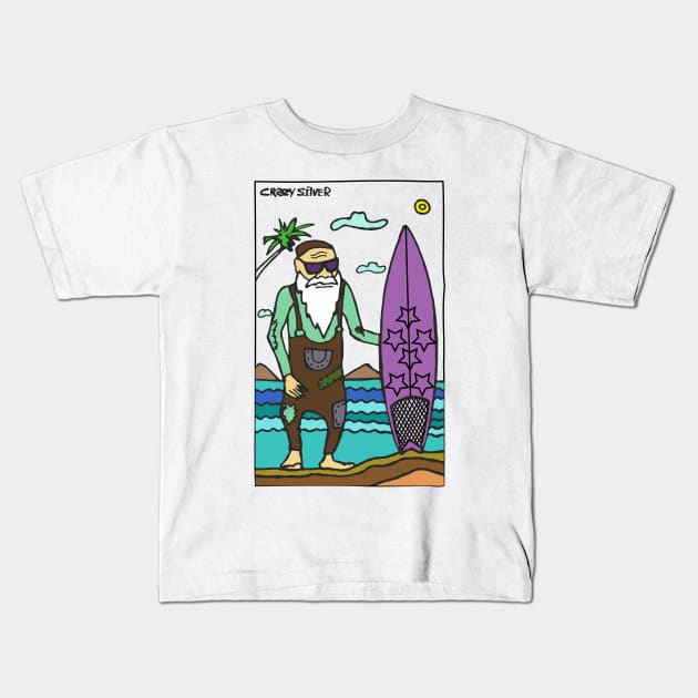 Grandpa go surfing Kids T-Shirt by CRAZY SILVER